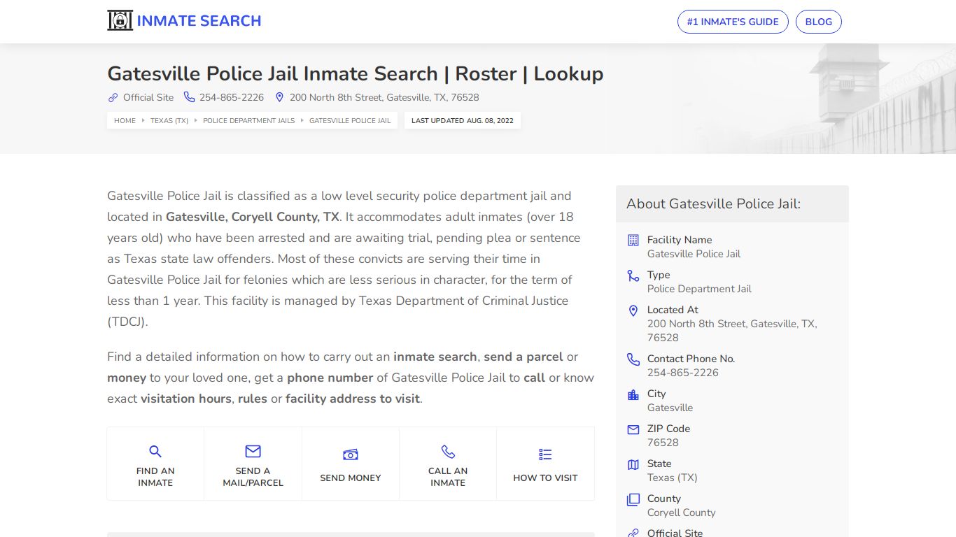 Gatesville Police Jail Inmate Search | Roster | Lookup